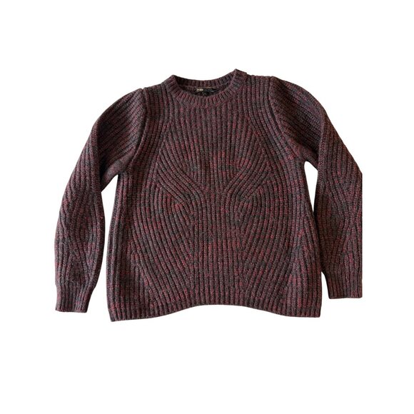Maje Womens Sweater Size 2 Wine Color Wool Blend Long Sleeve Pullover Casual - Picture 12 of 13